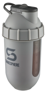 Protein shaker bottle 700mls "Tumbler View" Matte Grey/Grey Logo/Black Window