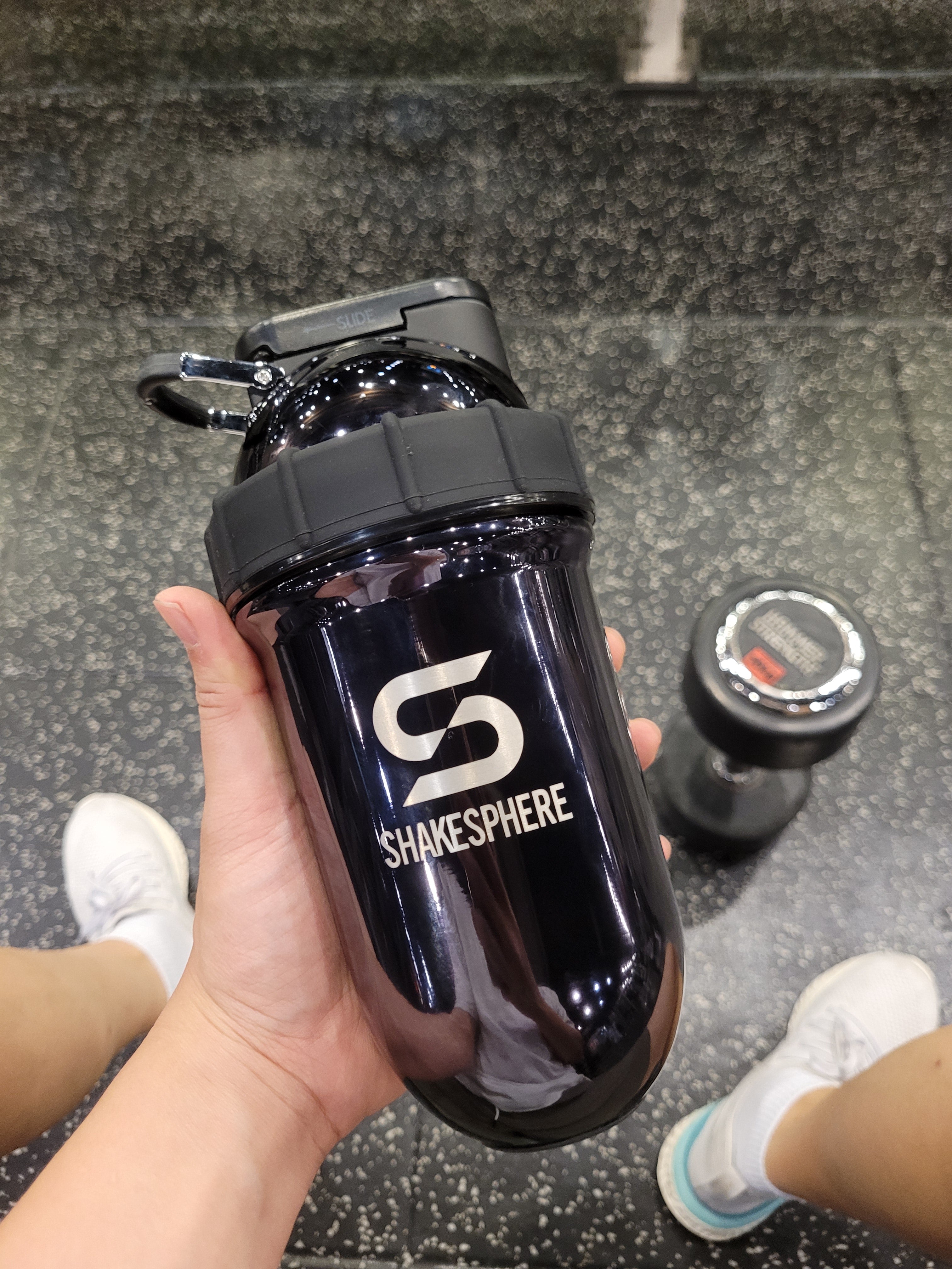 Protein shaker bottle 24.6 Fl Oz Double Wall Steel Mirrored Black