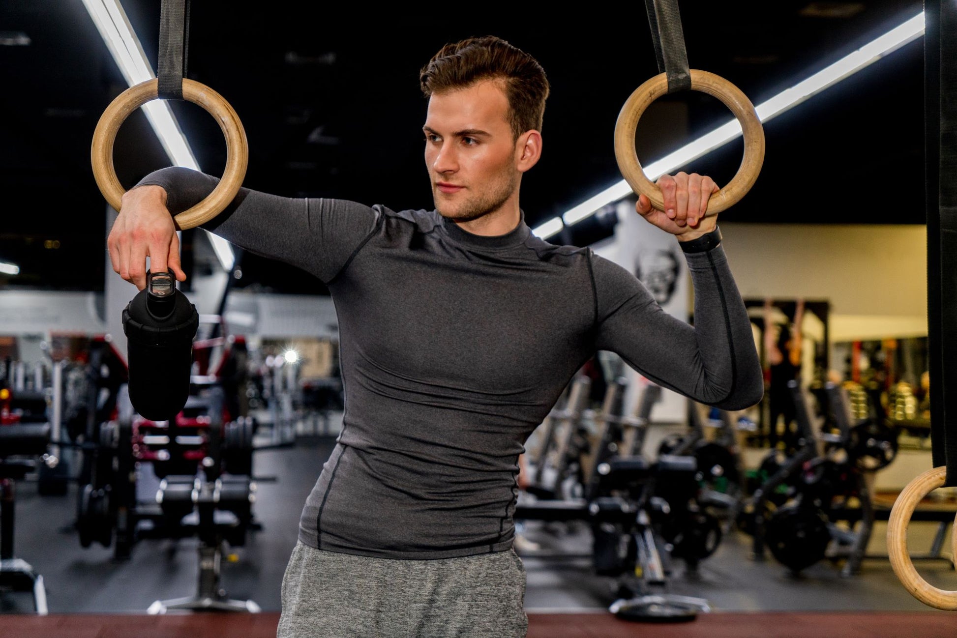 Protein shaker bottle 700mls "Tumbler" Double Wall Steel Matte Black