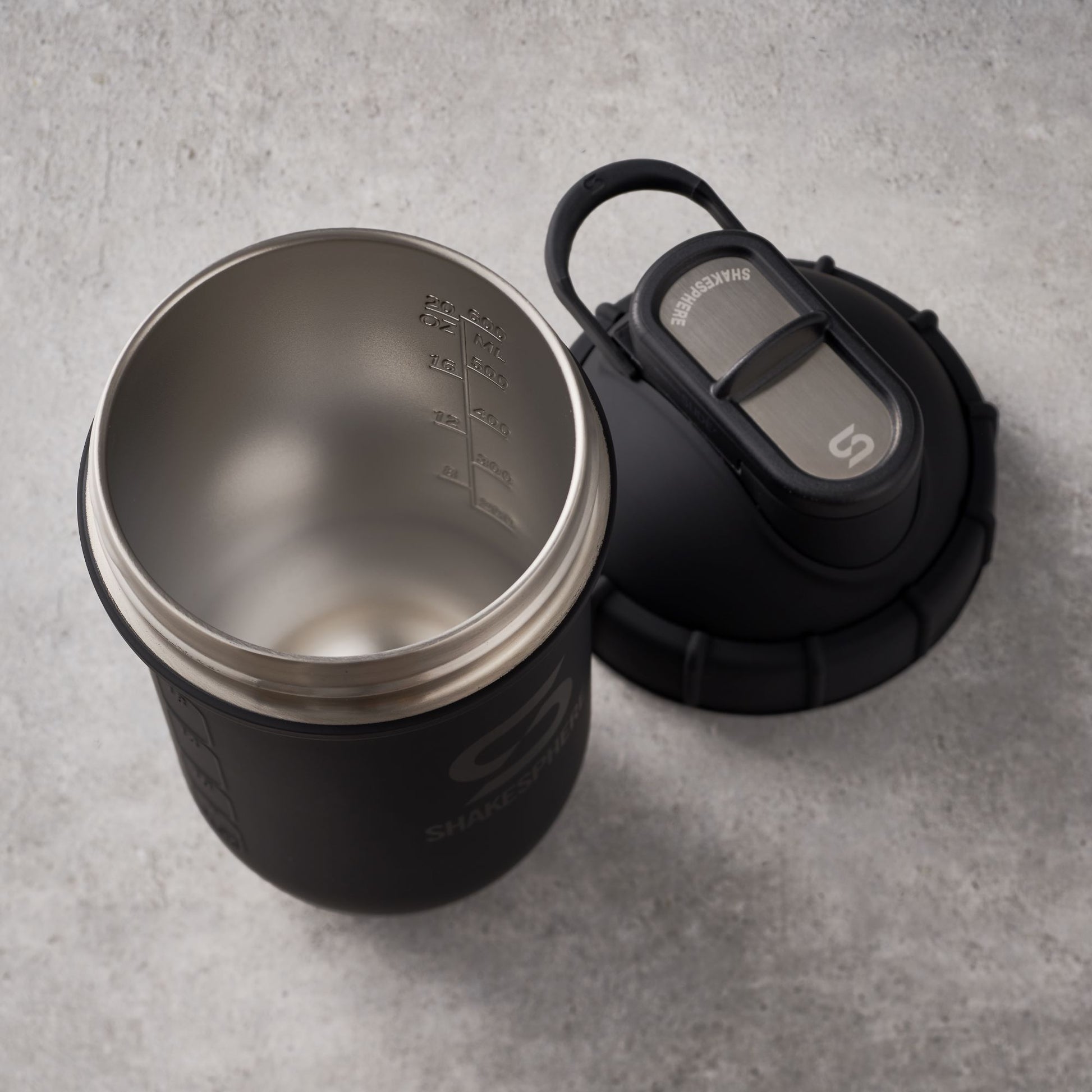 Protein shaker bottle 700mls "Tumbler" Double Wall Steel Matte Black