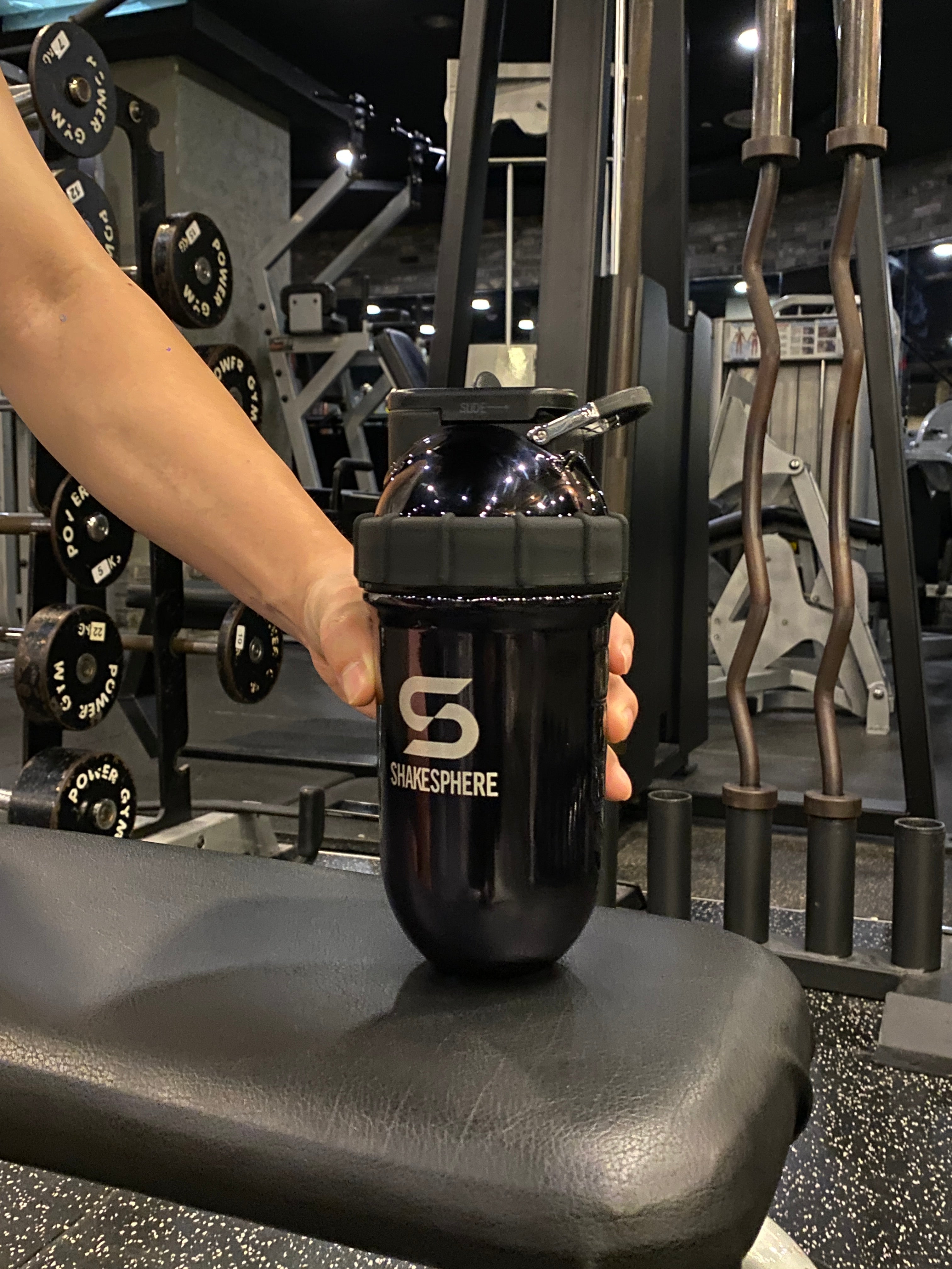 Protein shaker bottle 24.6 Fl Oz Double Wall Steel Mirrored Black