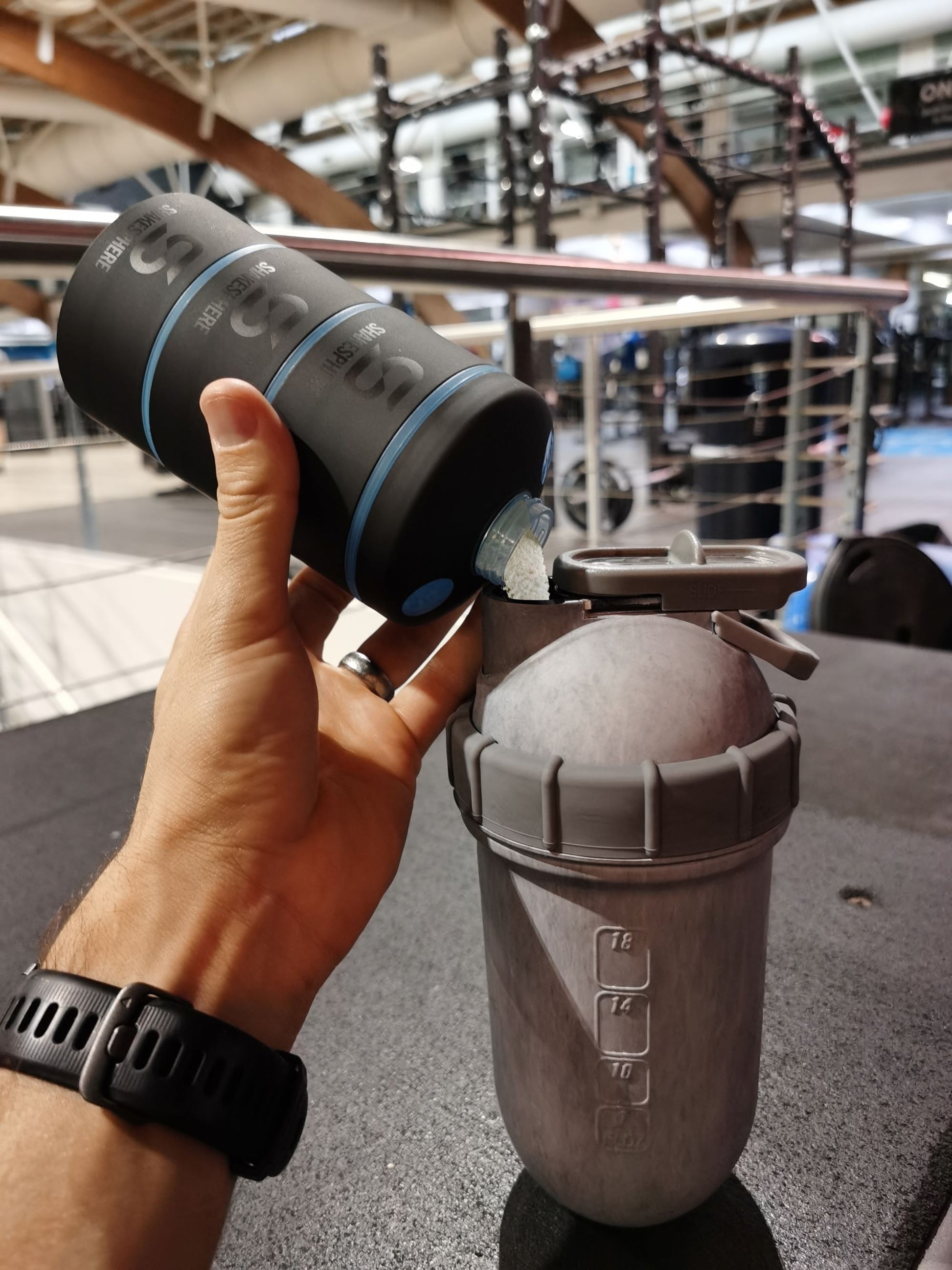 Protein Powder Stackable Storage Container 85g / 3oz, Cyan Blue