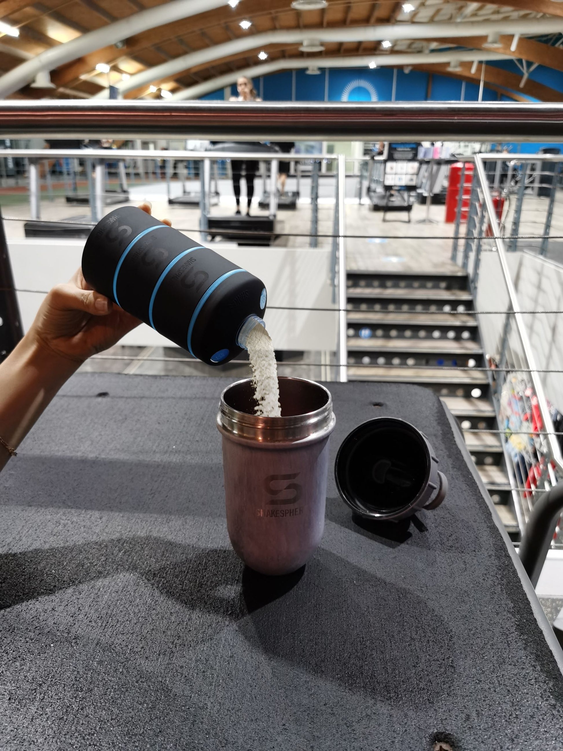 Protein Powder Stackable Storage Container 85g / 3oz, Cyan Blue