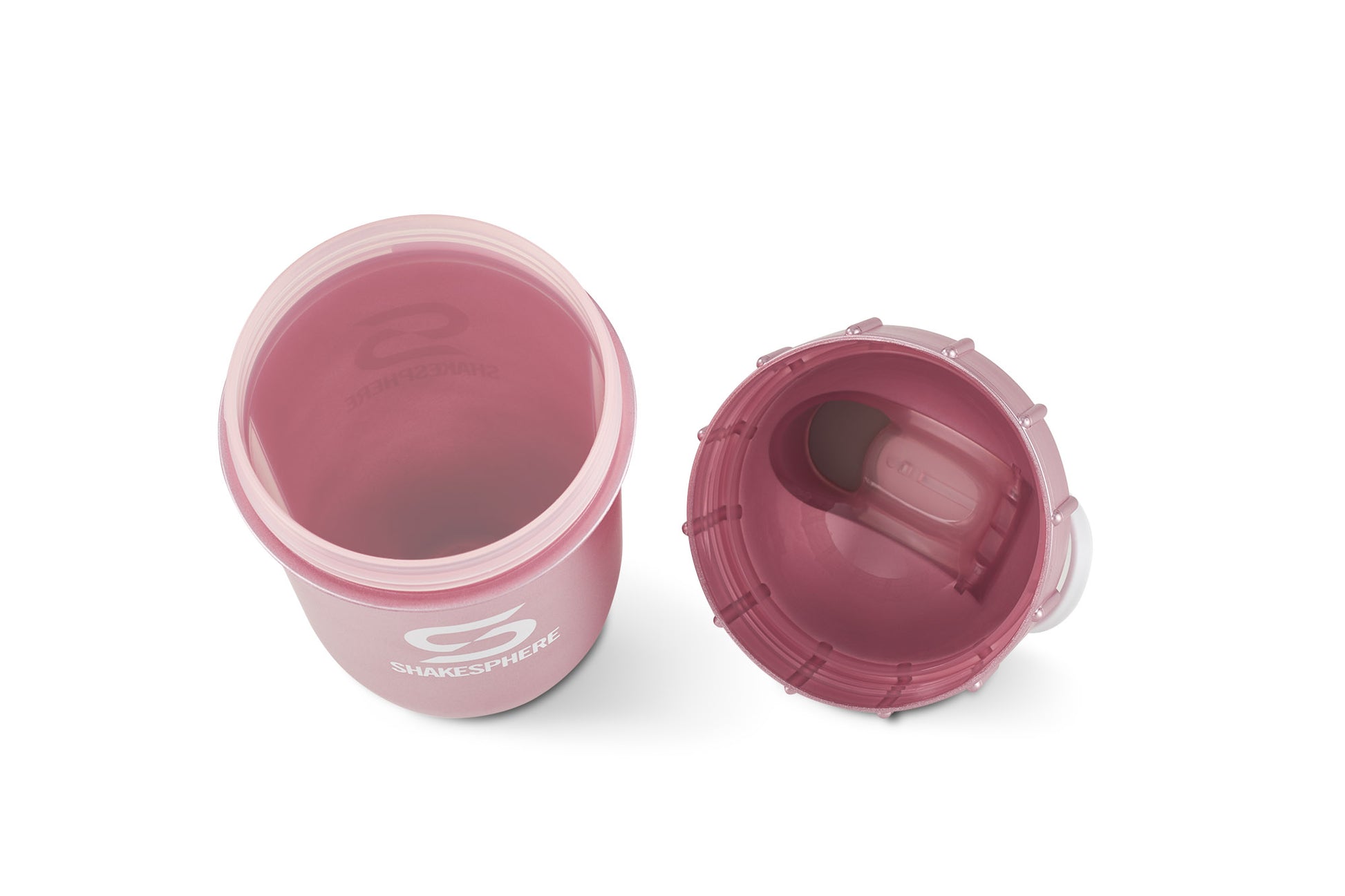 Protein shaker bottle 700mls "Tumbler View" Rose Gold/White Logo/Clear Window