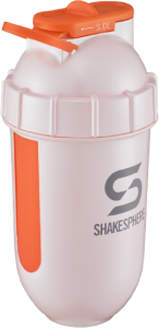 Protein shaker bottle 700mls "Tumbler View" Pearl White/Orange Window