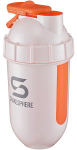 Protein shaker bottle 700mls "Tumbler View" Pearl White/Orange Window