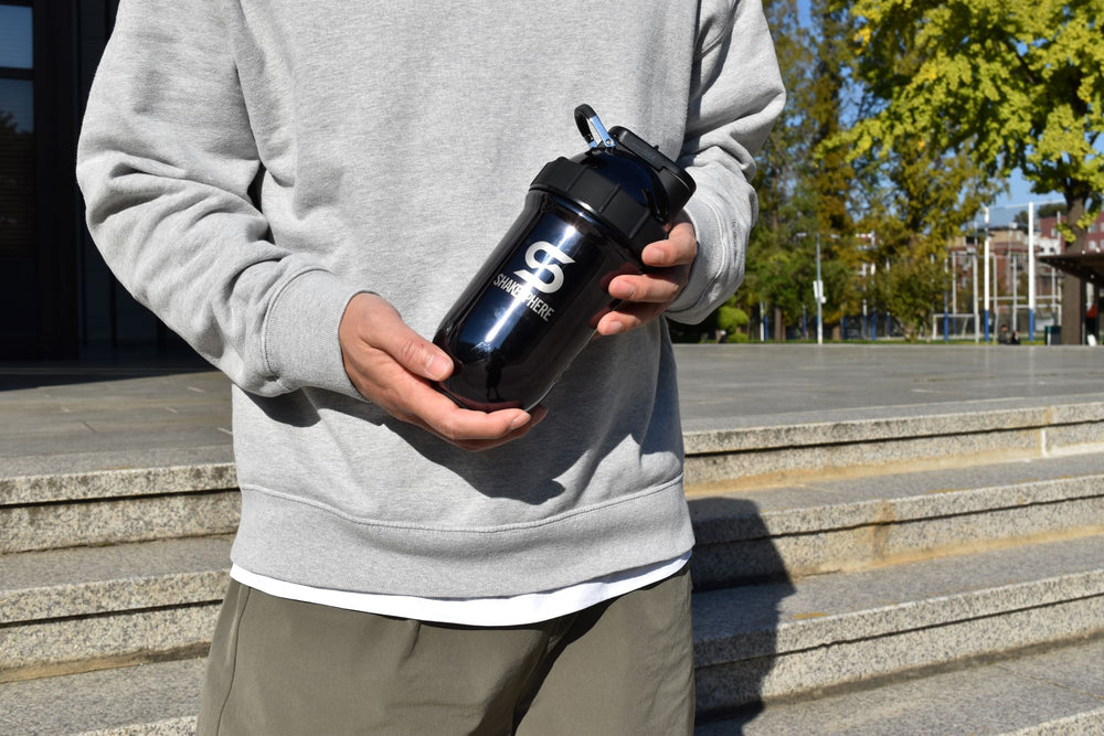 Protein shaker bottle 24.6 Fl Oz Double Wall Steel Mirrored Black