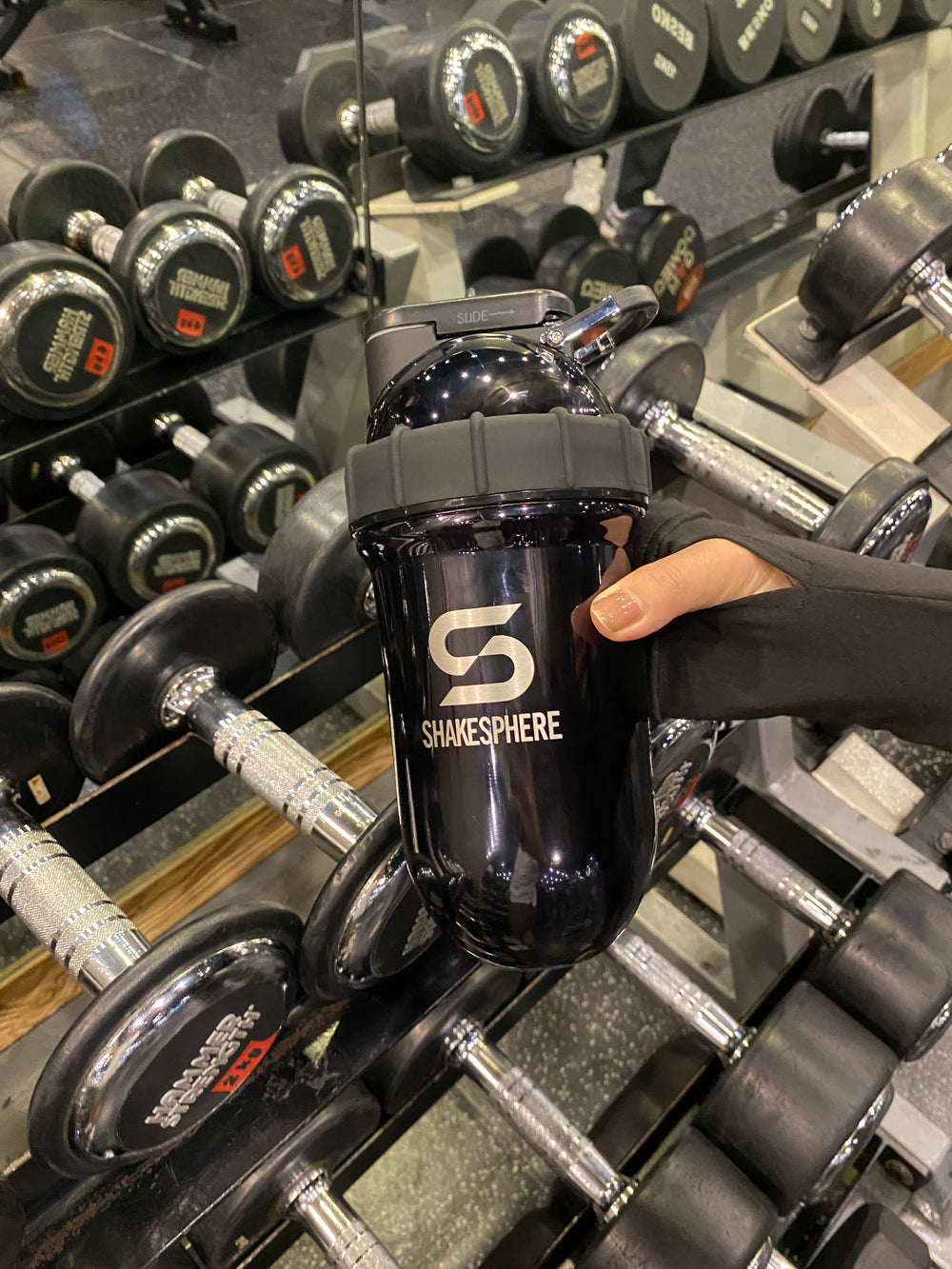 Protein shaker bottle 24.6 Fl Oz Double Wall Steel Mirrored Black