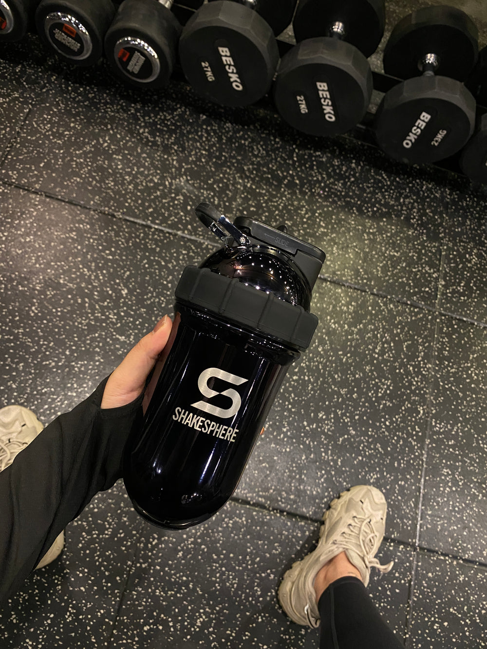 Protein shaker bottle 24.6 Fl Oz Double Wall Steel Mirrored Black