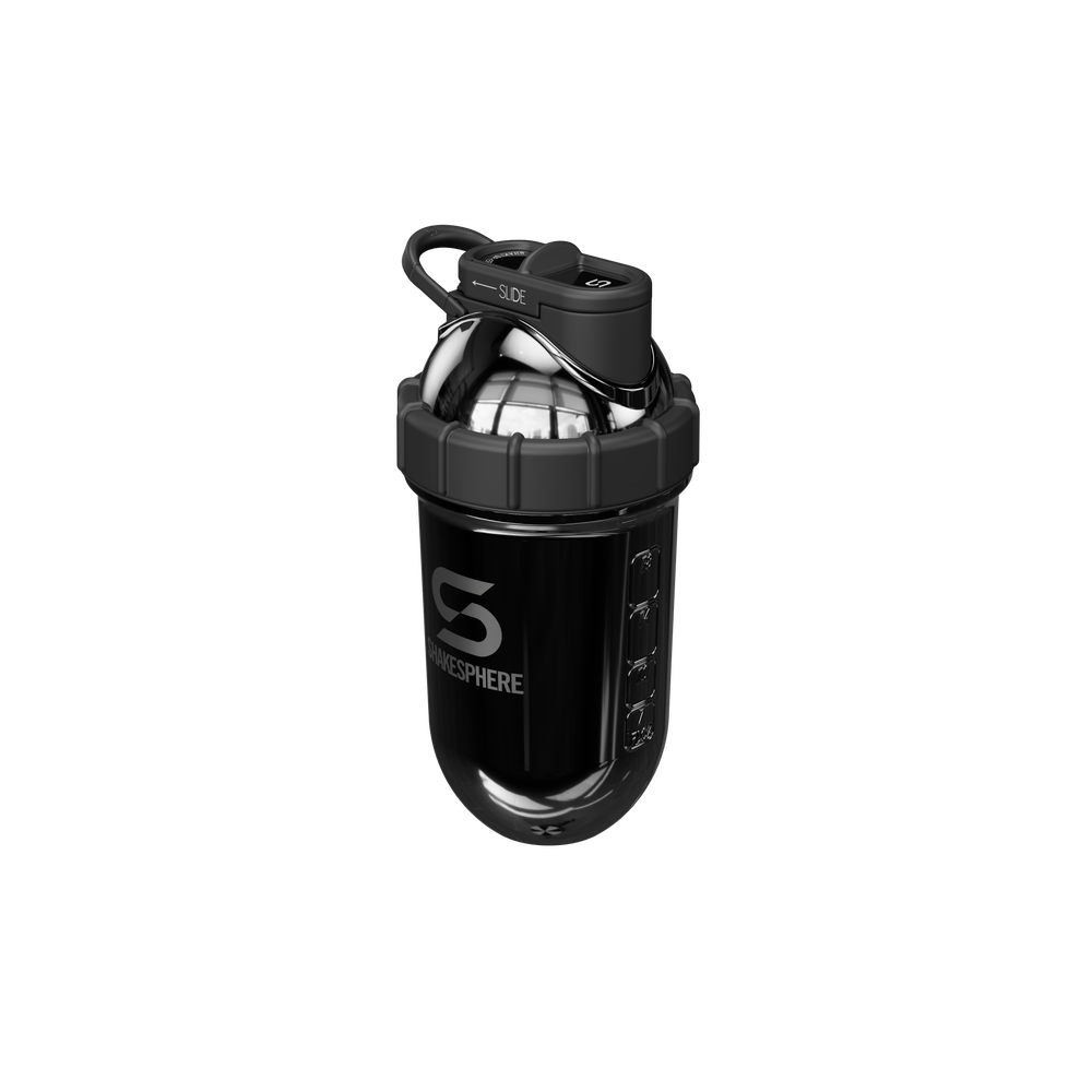 Protein shaker bottle 24.6 Fl Oz Double Wall Steel Mirrored Black